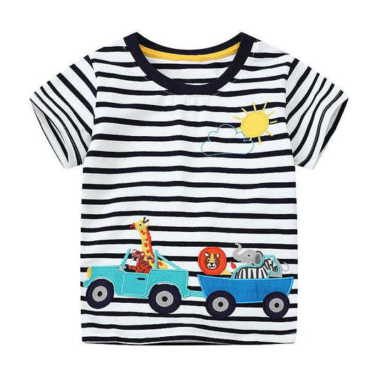 Boys Striped Animal Tour T Shirt - itzy bitsy