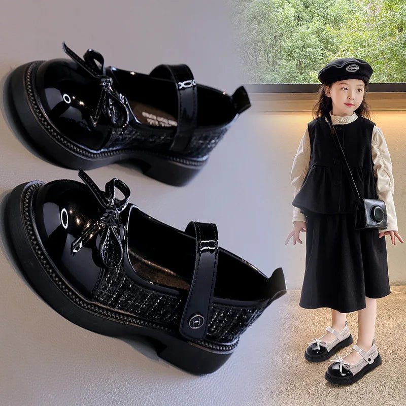 Butterfly Knot Anti Slip Round Toe Leather Shoes - itzy bitsy