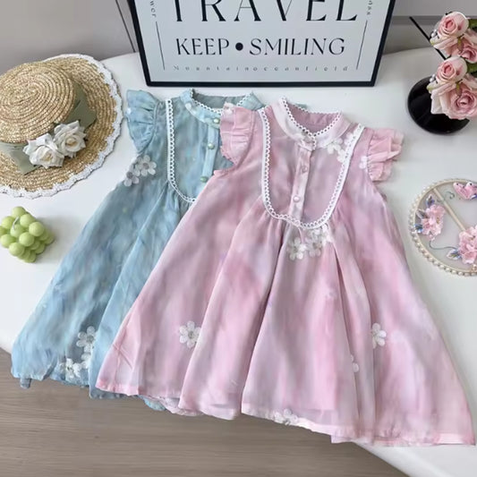 Girls' Classic Flying Sleeve Dress