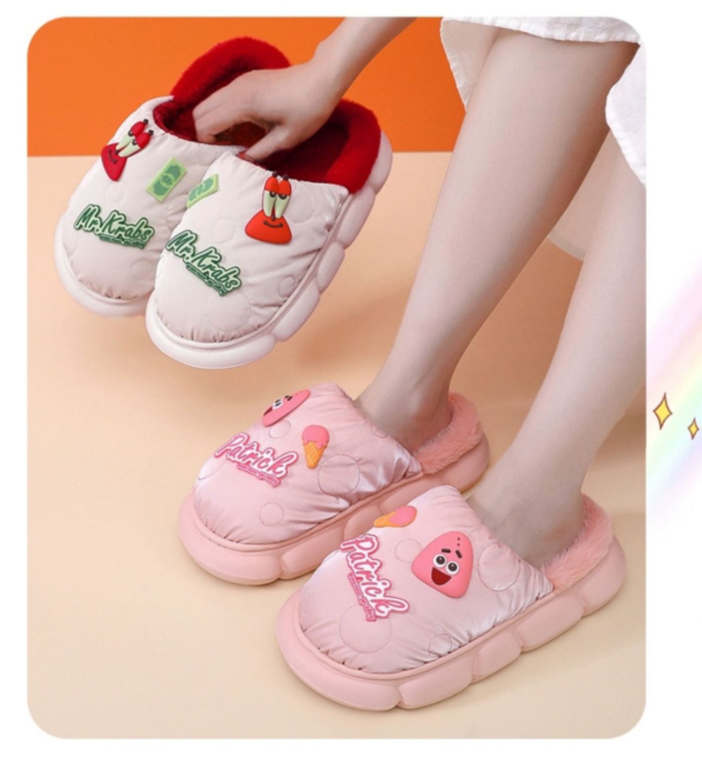 SpongeBob / Patrick / Mr. Krab Fleece Slippers