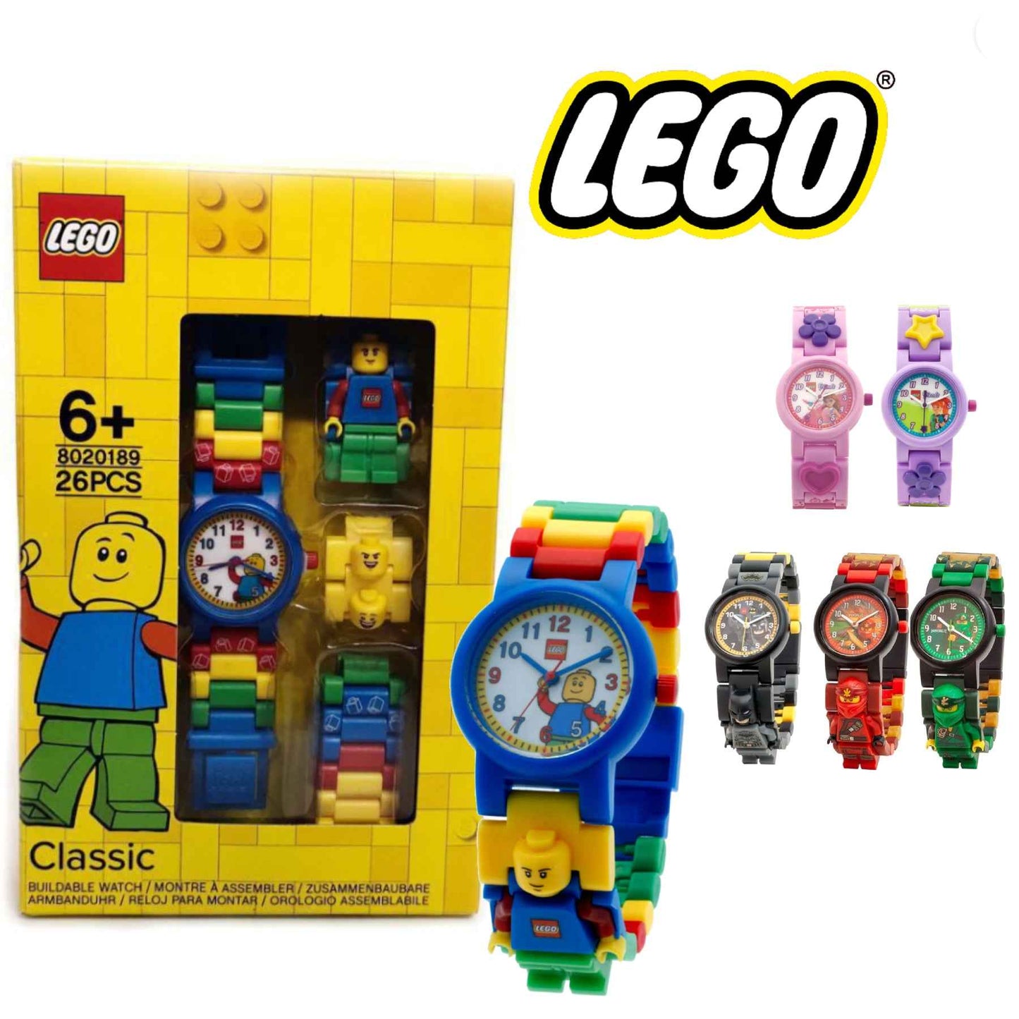 LEGO Classic Mini Figure Kids Buildable Analog Quartz Watch 6+