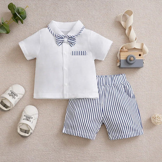 Casual Striped Gentleman Summer Baby Two Piece Set - itzy bitsy