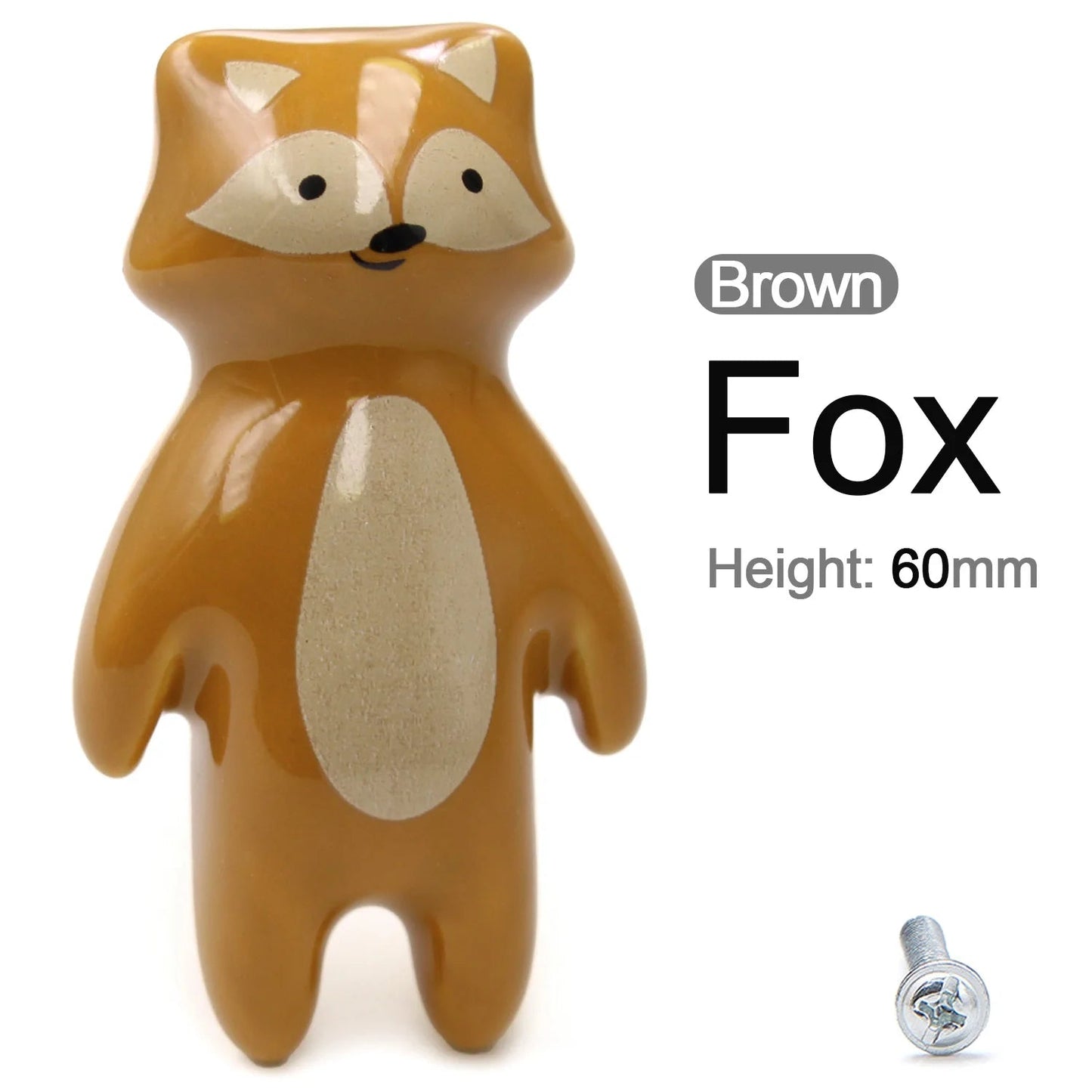 Ceramic Animal Kids Room Dresser Drawer Knobs, Wardrobe Cupboard Closet Door Handle Pulls Furniture Hardware Fox Lion Raccoon - itzy bitsy