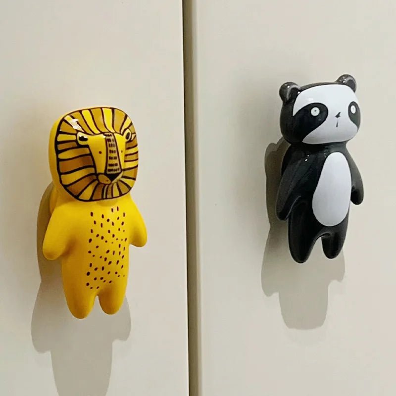 Ceramic Animal Kids Room Dresser Drawer Knobs, Wardrobe Cupboard Closet Door Handle Pulls Furniture Hardware Fox Lion Raccoon - itzy bitsy