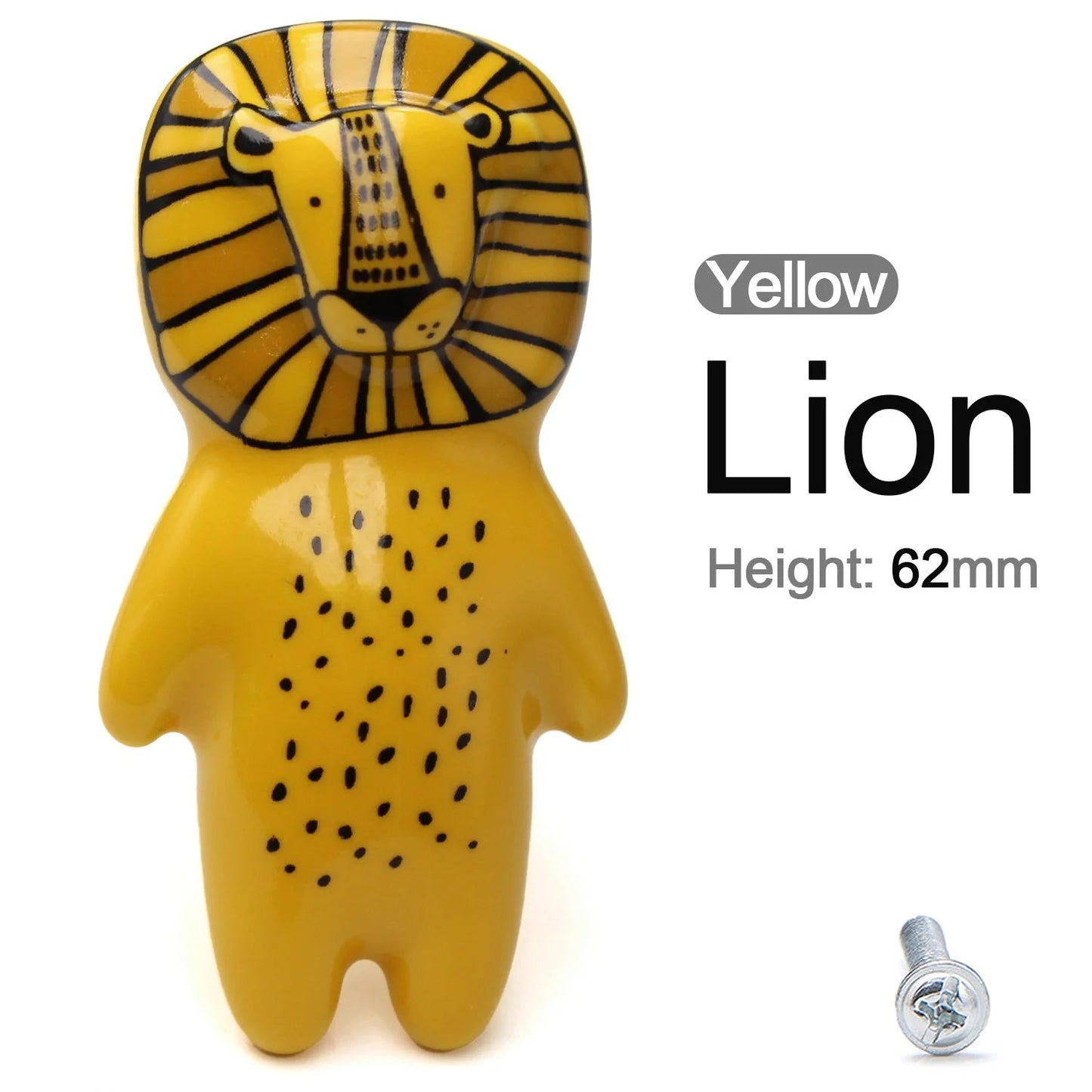 Ceramic Animal Kids Room Dresser Drawer Knobs, Wardrobe Cupboard Closet Door Handle Pulls Furniture Hardware Fox Lion Raccoon - itzy bitsy