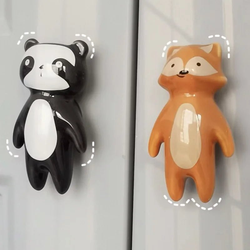 Ceramic Animal Kids Room Dresser Drawer Knobs, Wardrobe Cupboard Closet Door Handle Pulls Furniture Hardware Fox Lion Raccoon - itzy bitsy