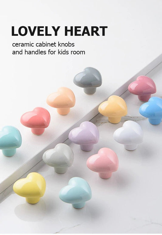 Ceramic Colorful Heart Shape Cabinet Door Knobs - itzy bitsy