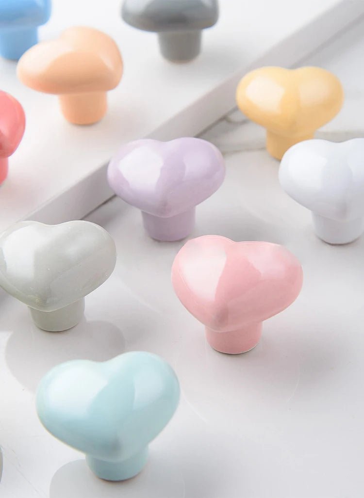 Ceramic Colorful Heart Shape Cabinet Door Knobs - itzy bitsy