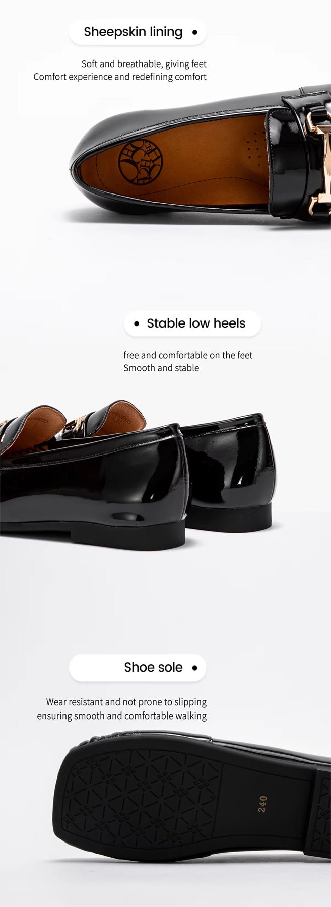 CH Classic Retro Business Cowhide Women's Flat Shoes - itzy bitsy