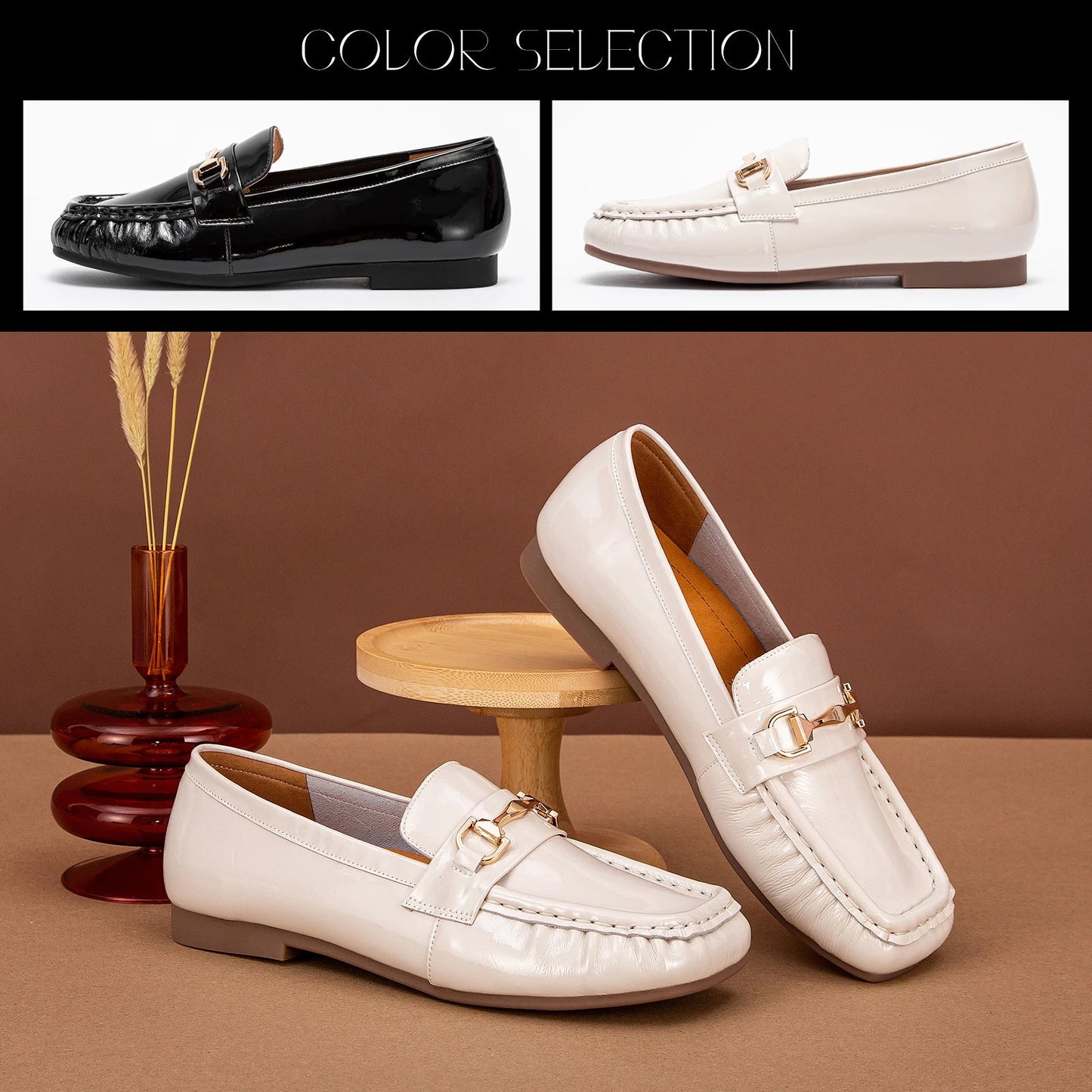 CH Classic Retro Business Cowhide Women's Flat Shoes - itzy bitsy