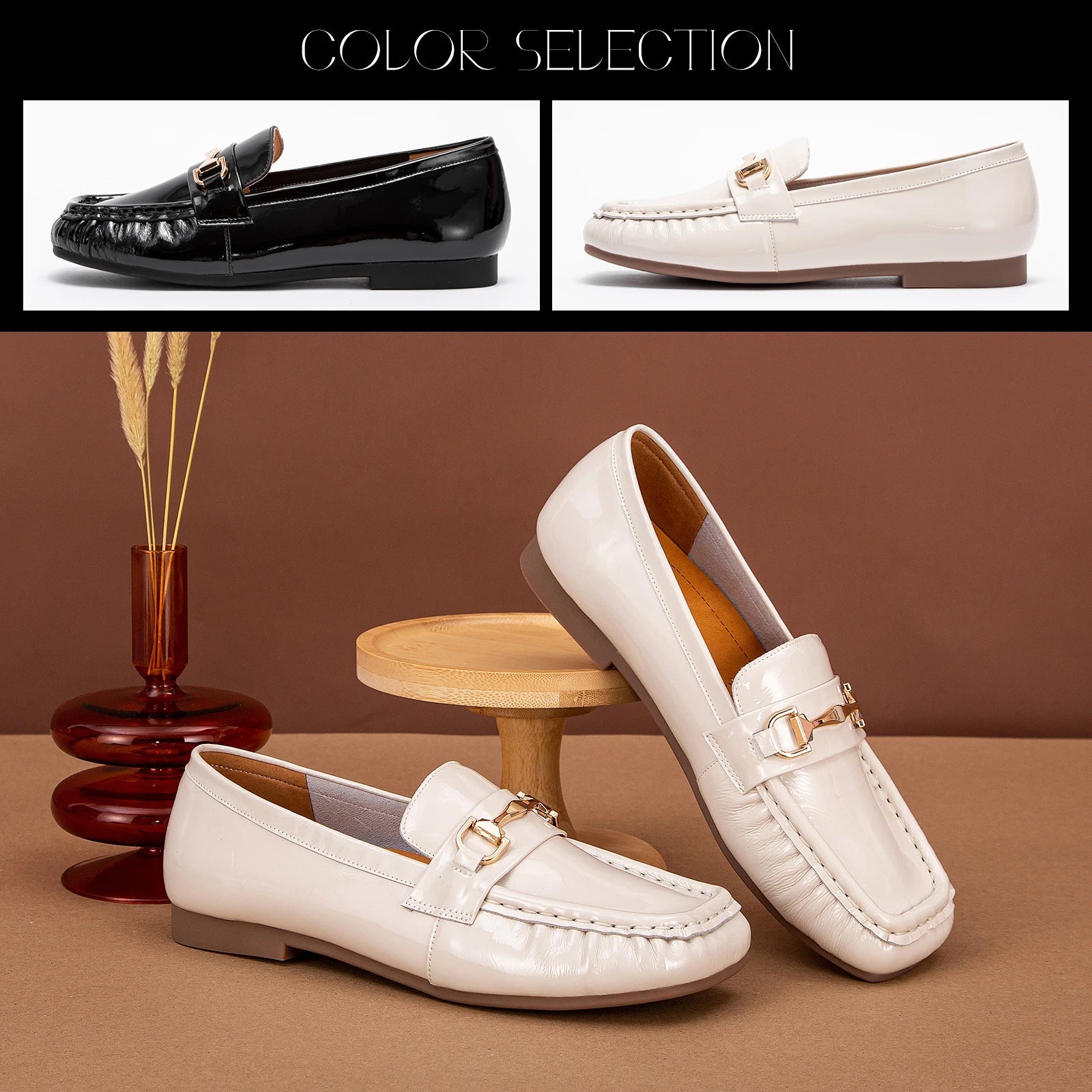 CH Classic Retro Business Cowhide Women's Flat Shoes - itzy bitsy