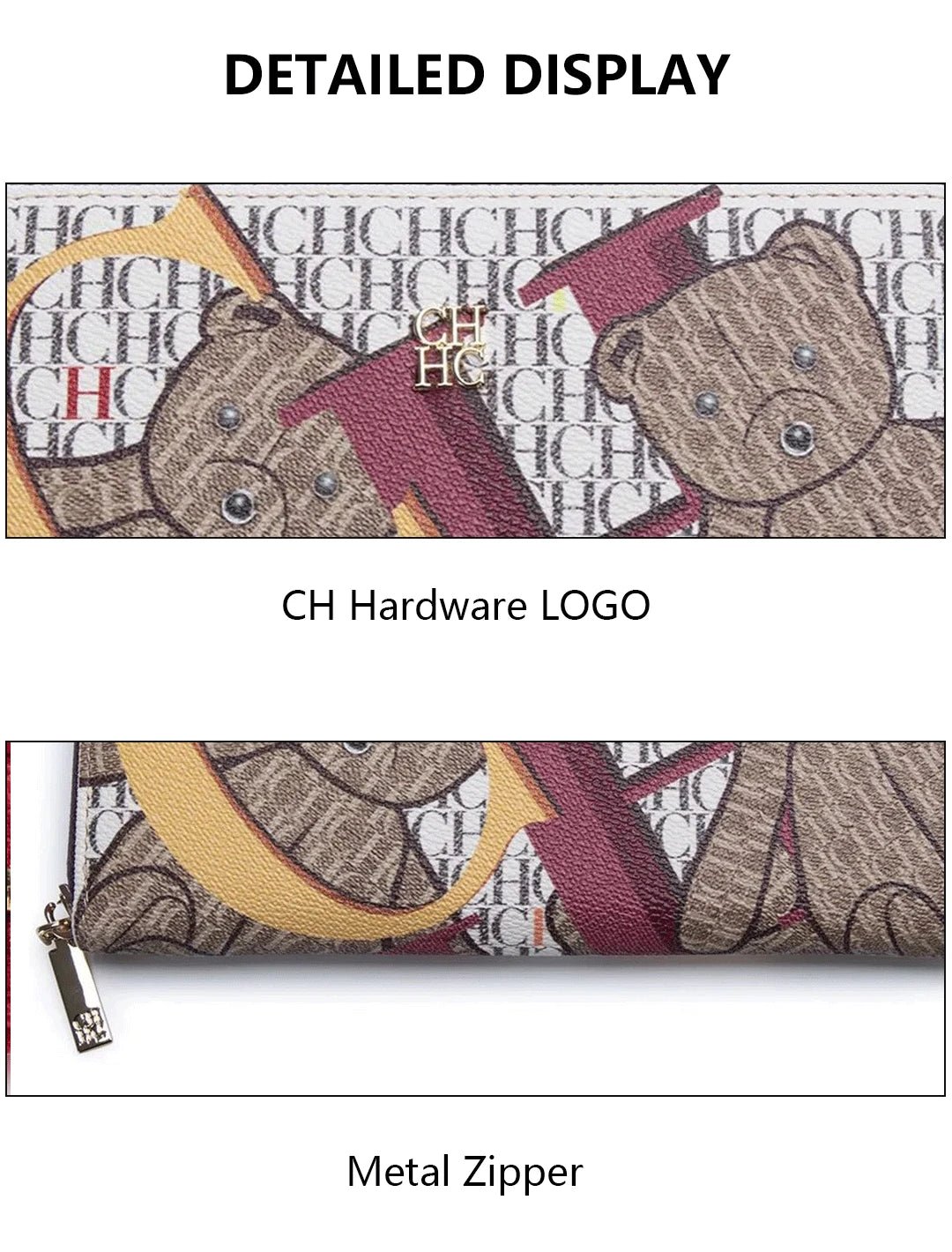 CH Luxury Vintage Folding Monogrammed Design Wallet - itzy bitsy