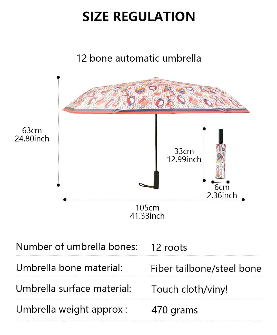 CH Parasol Semi - automatic Umbrella - itzy bitsy