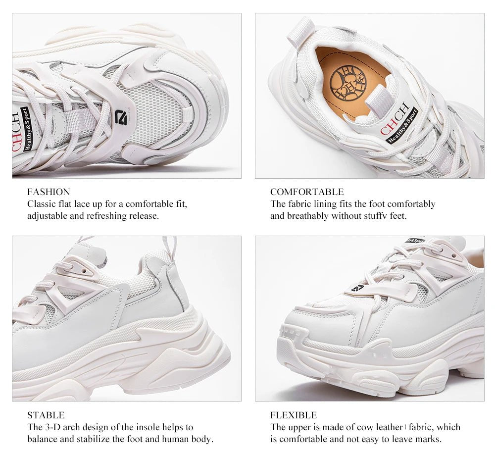 CH Tennis Thick Sole Elevated Women's Shoes - Lightweight - itzy bitsy