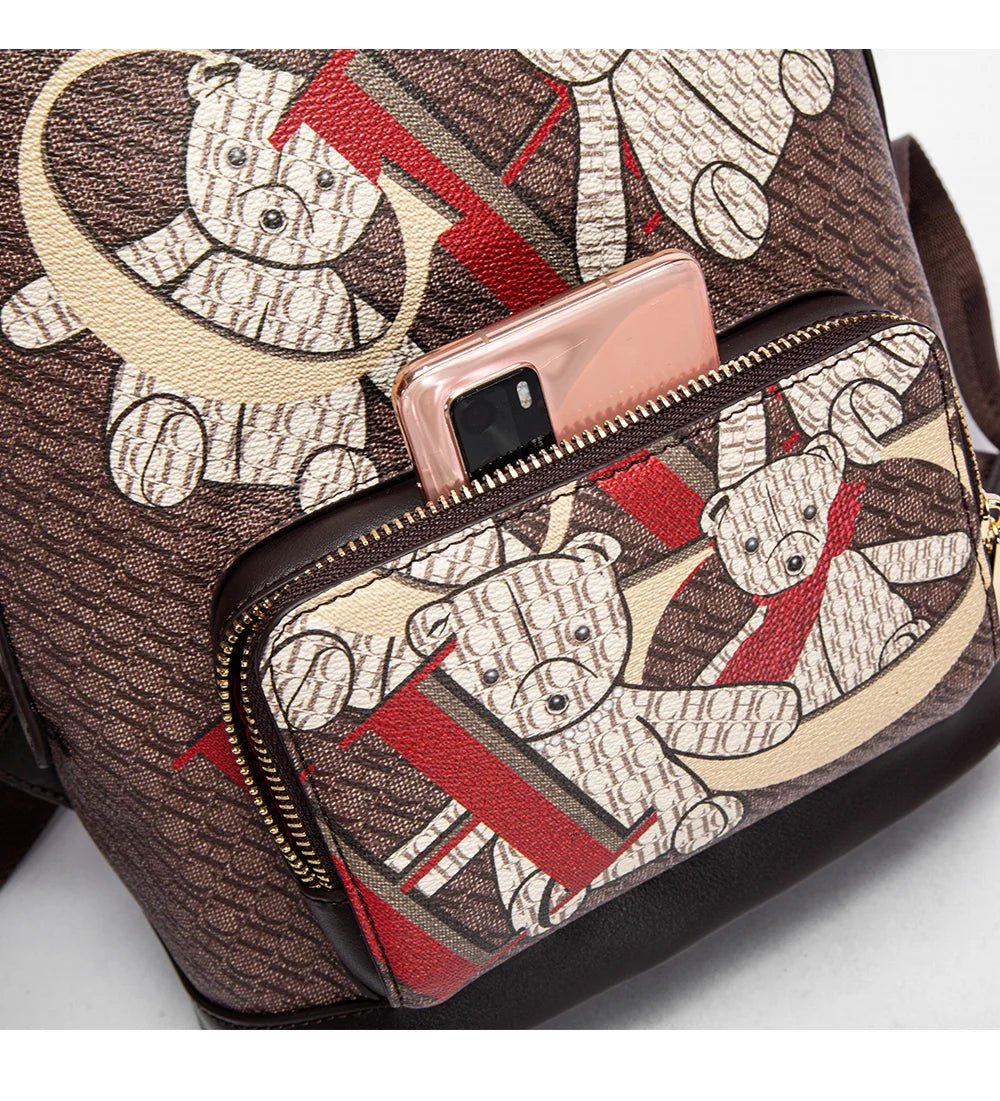 CH Women's Backpack 2024 New Bear Pattern Letter Design Backpack - itzy bitsy