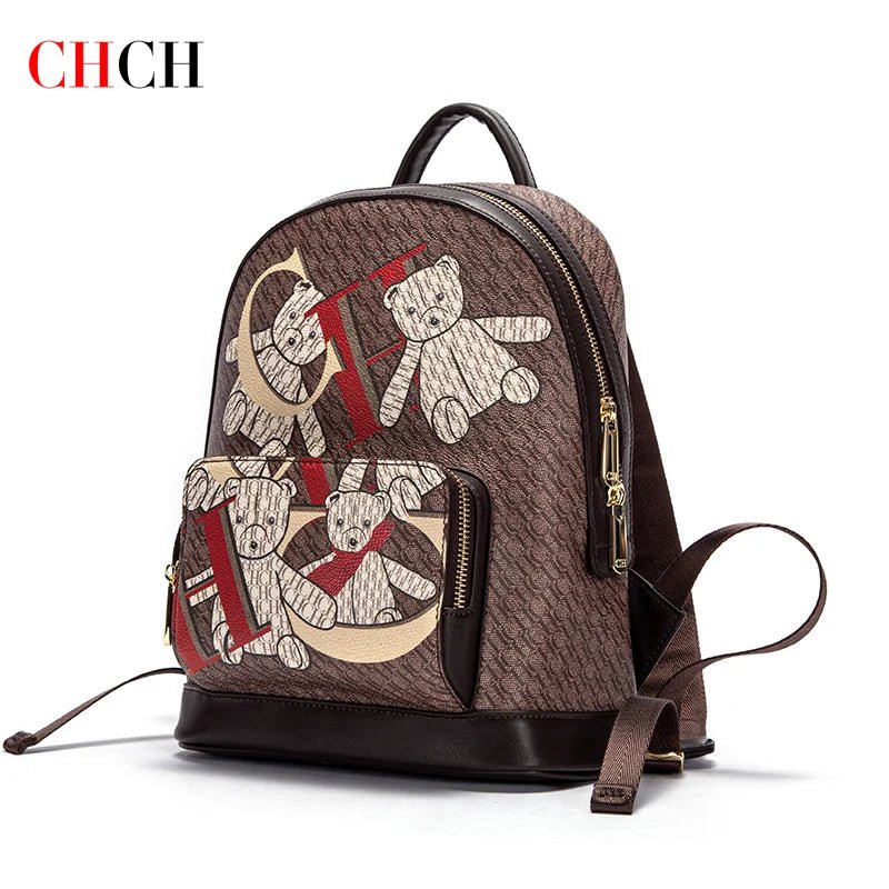CH Women's Backpack 2024 New Bear Pattern Letter Design Backpack - itzy bitsy