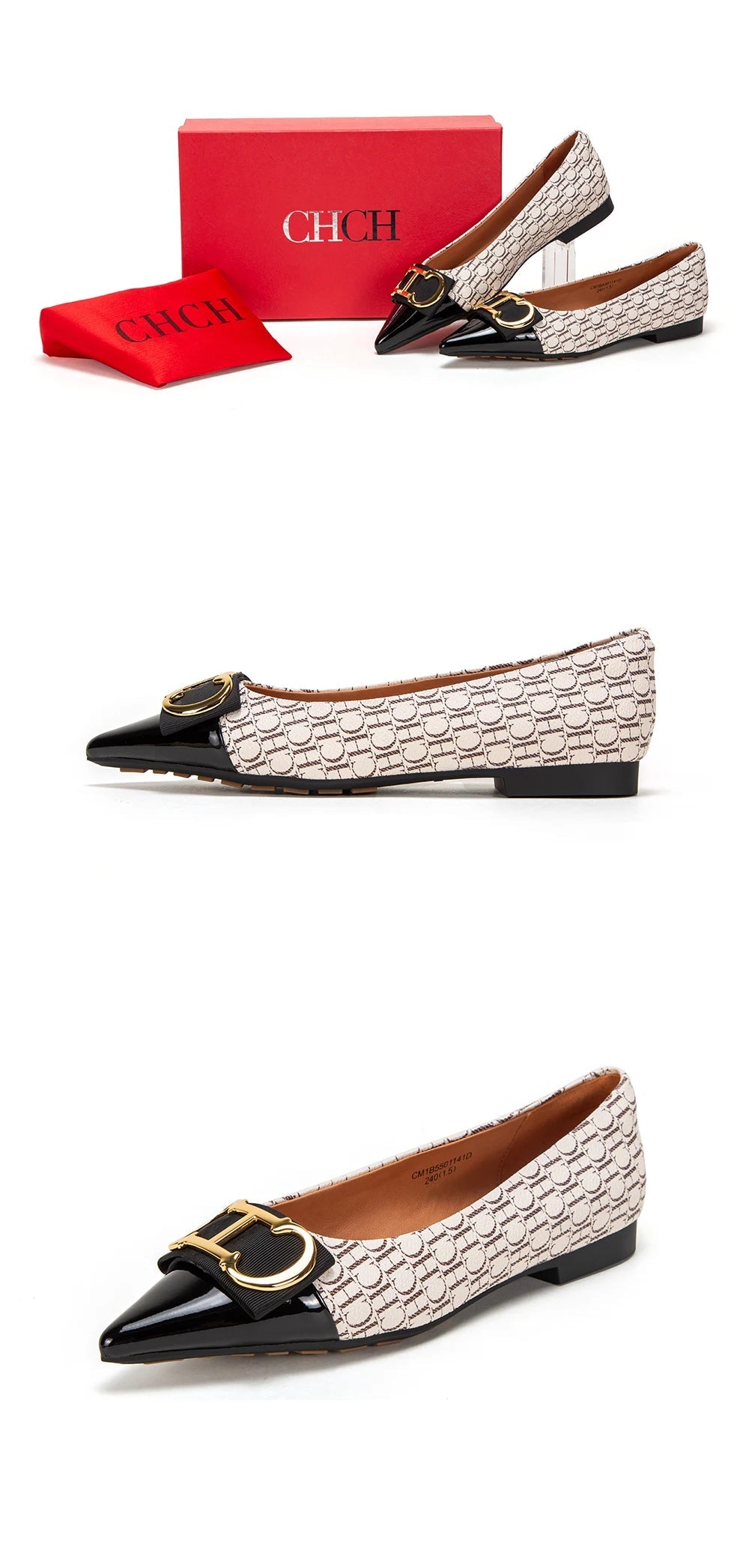 CH Women's New Spliced Pointed Anti Slip Flat Casual Shoes - itzy bitsy