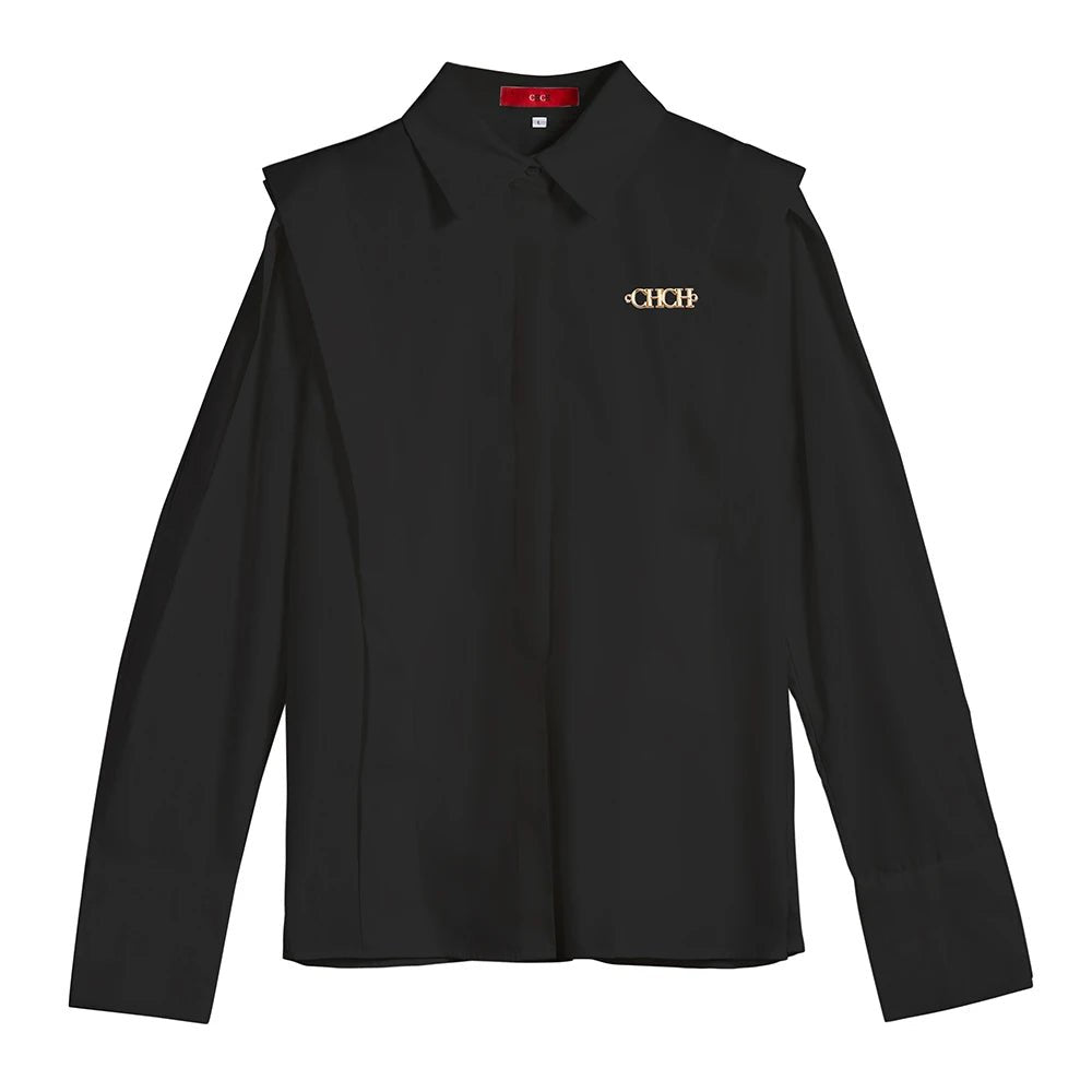 CHCH Casual Turn - down Collar Ruffles Solid Women's Blouse - itzy bitsy