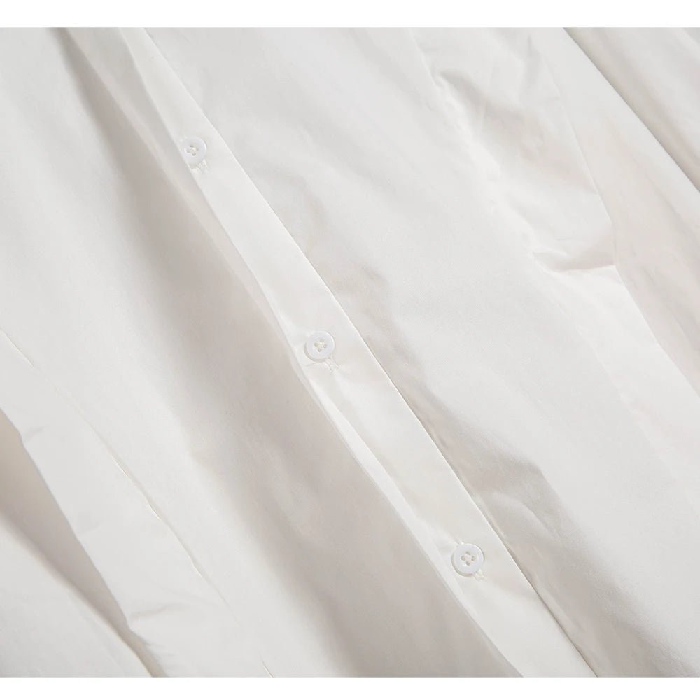 CHCH Casual Turn - down Collar Ruffles Solid Women's Blouse - itzy bitsy