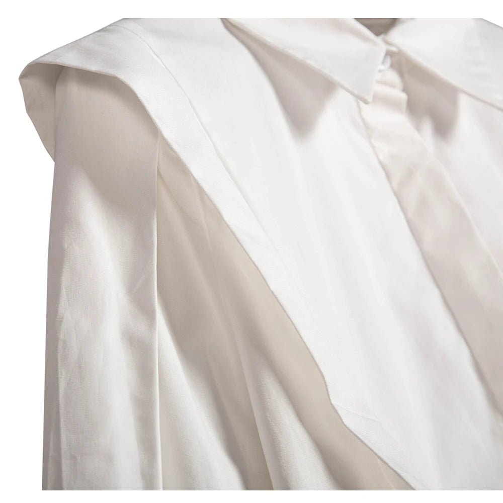 CHCH Casual Turn - down Collar Ruffles Solid Women's Blouse - itzy bitsy