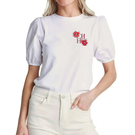 CHCH Classic Trend Embroidered Letters Lantern Sleeve Tees - itzy bitsy