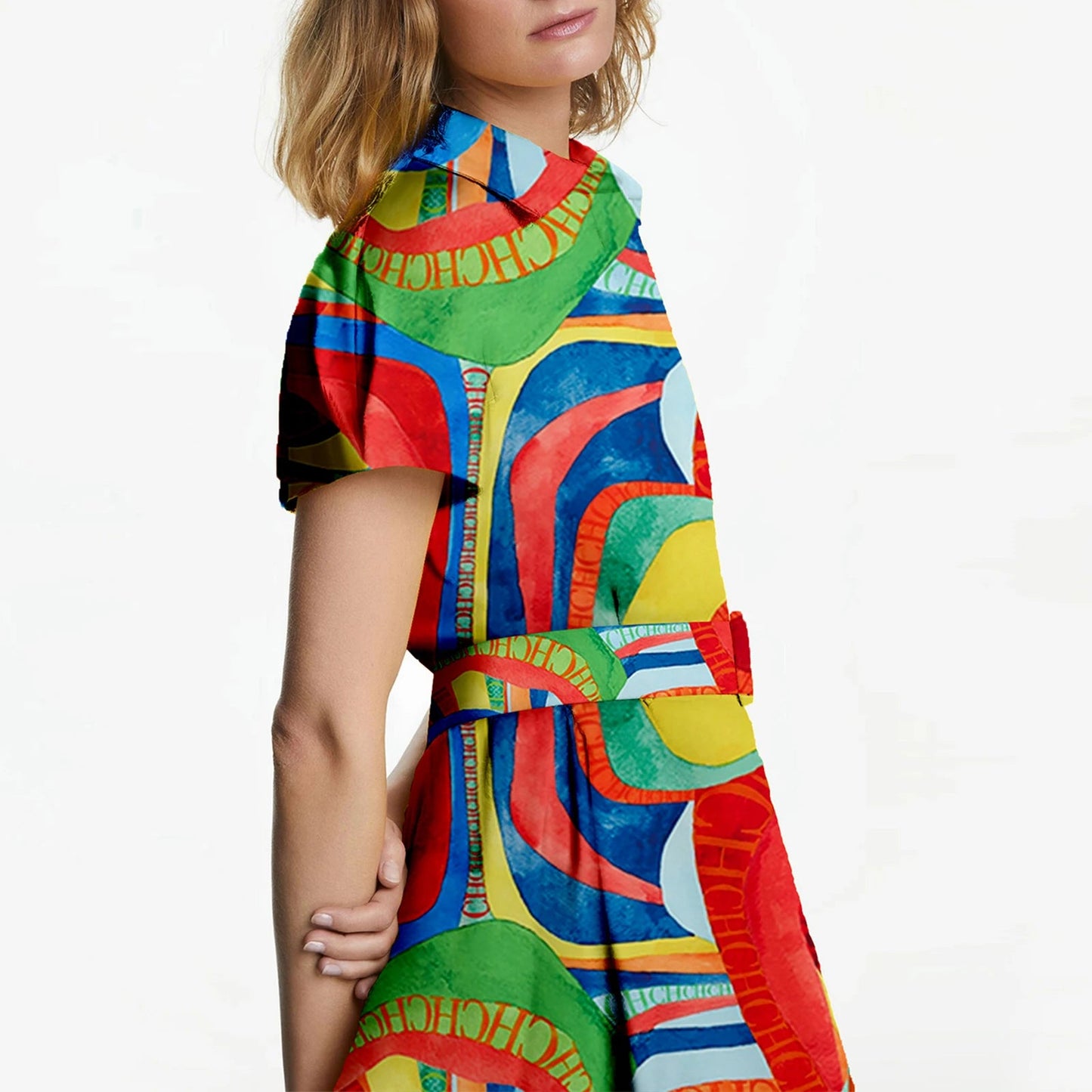 CHCH Elegant High Waist Midi Lapel Belt Dress - itzy bitsy