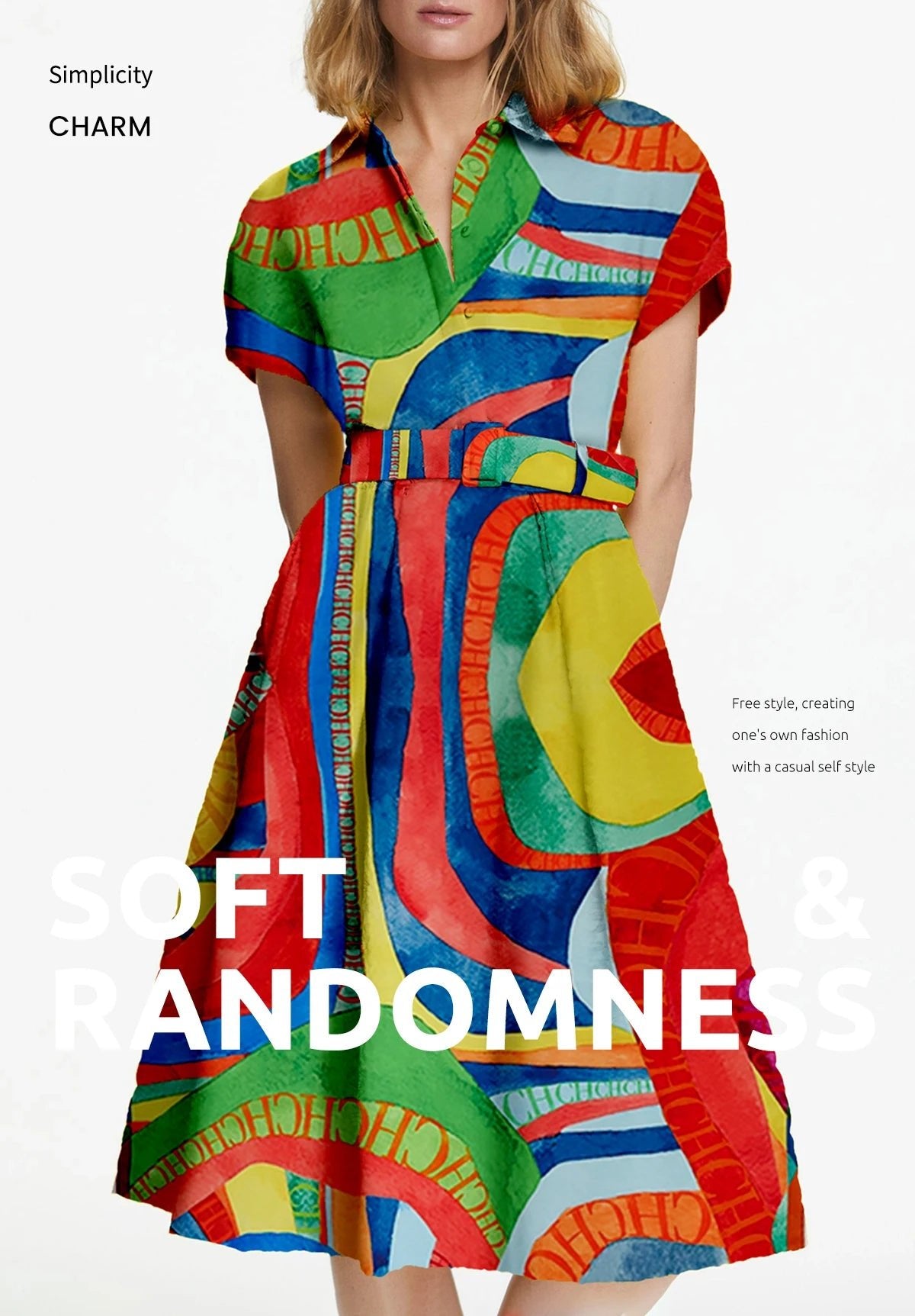 CHCH Elegant High Waist Midi Lapel Belt Dress - itzy bitsy