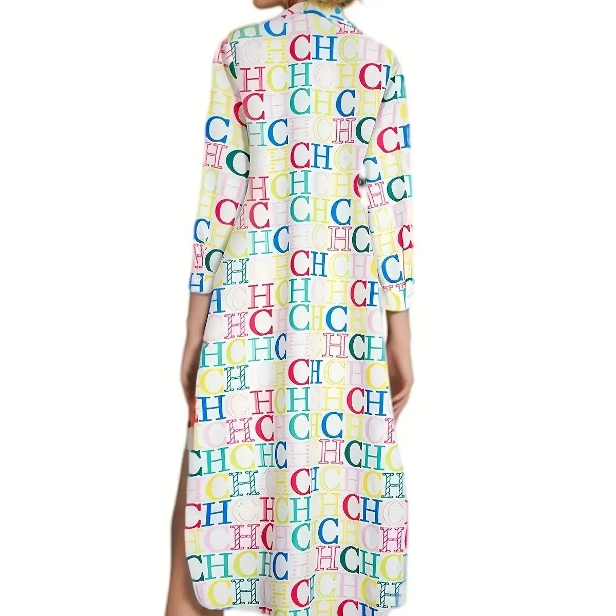 CHCH Elegant Women's Long Sleeve Buttons Shirt Dress - itzy bitsy