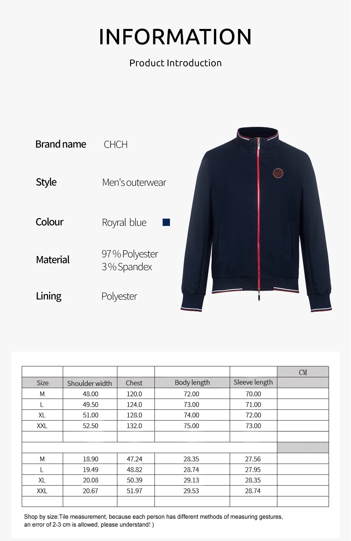 CHCH Men's Casual Zipper Windbreaker Bomber Jacket - itzy bitsy