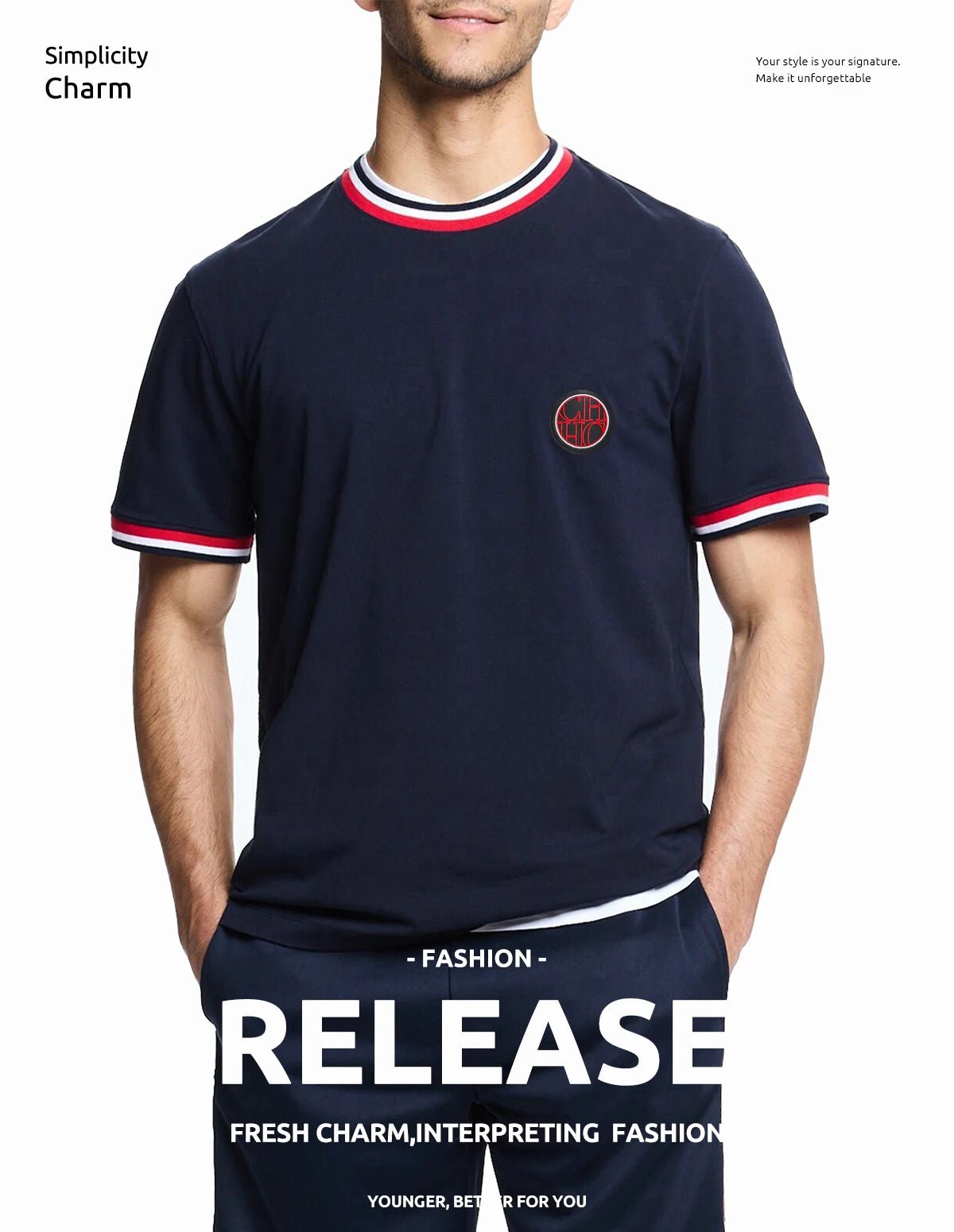 CHCH Men's Short Sleeve Solid Stripe O Neck T Shirt - itzy bitsy