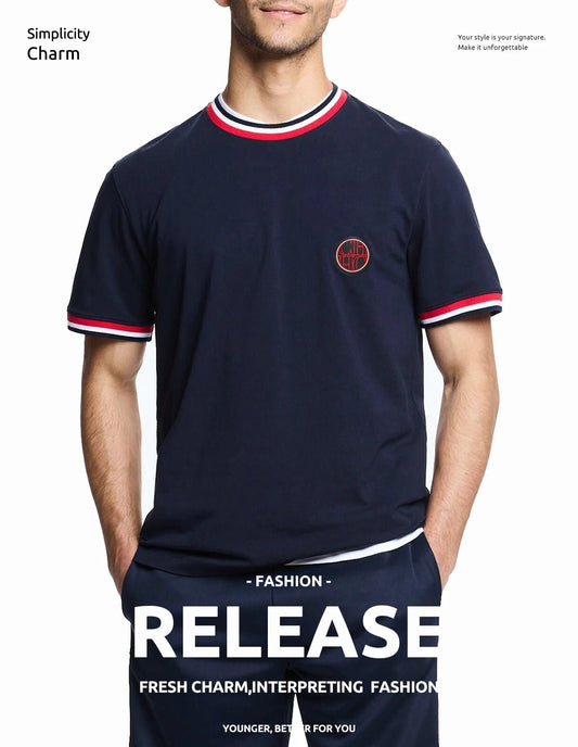 CHCH Men's Short Sleeve Solid Stripe O Neck T Shirt - itzy bitsy