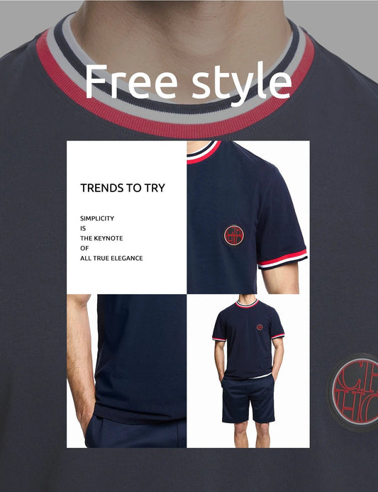 CHCH Men's Short Sleeve Solid Stripe O Neck T Shirt - itzy bitsy