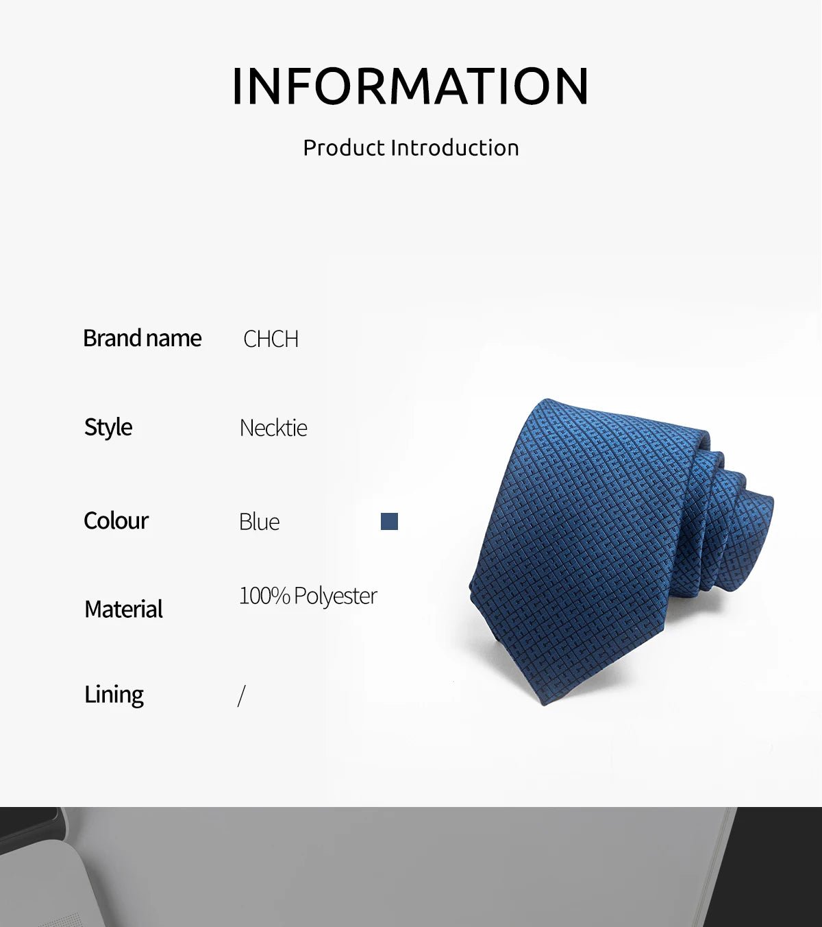 CHCH Men's Solid Jacquard Plaid Tie - itzy bitsy