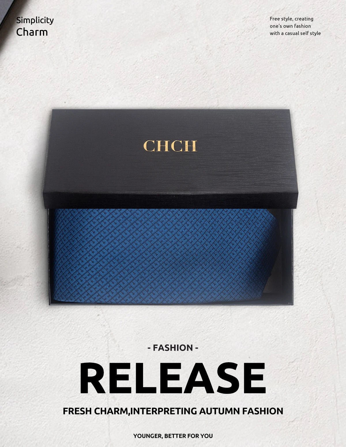 CHCH Men's Solid Jacquard Plaid Tie - itzy bitsy