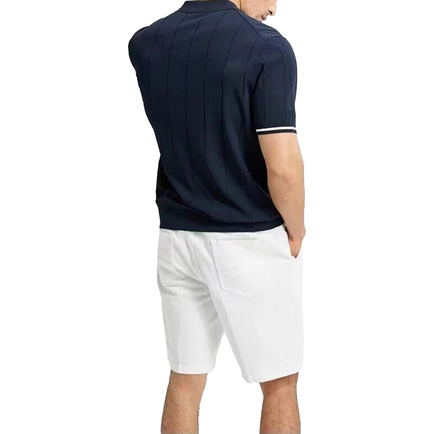 CHCH Ribbed Knit Textured Polo Shirt for Men - itzy bitsy