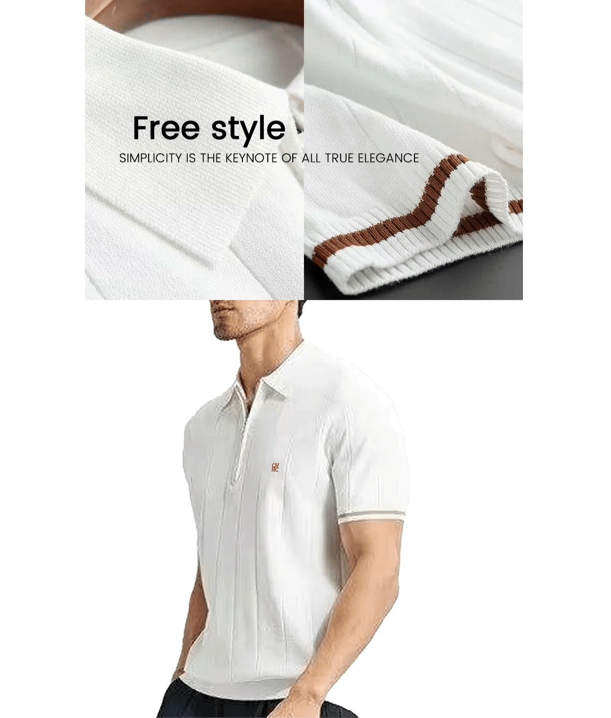 CHCH Ribbed Knit Textured Polo Shirt for Men - itzy bitsy