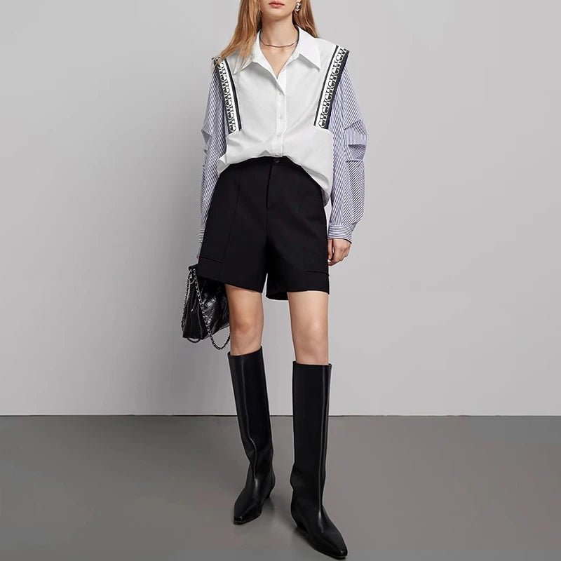 CHCH Striped Patchwork Classic Retro Long Sleeve Shirt for Women - itzy bitsy