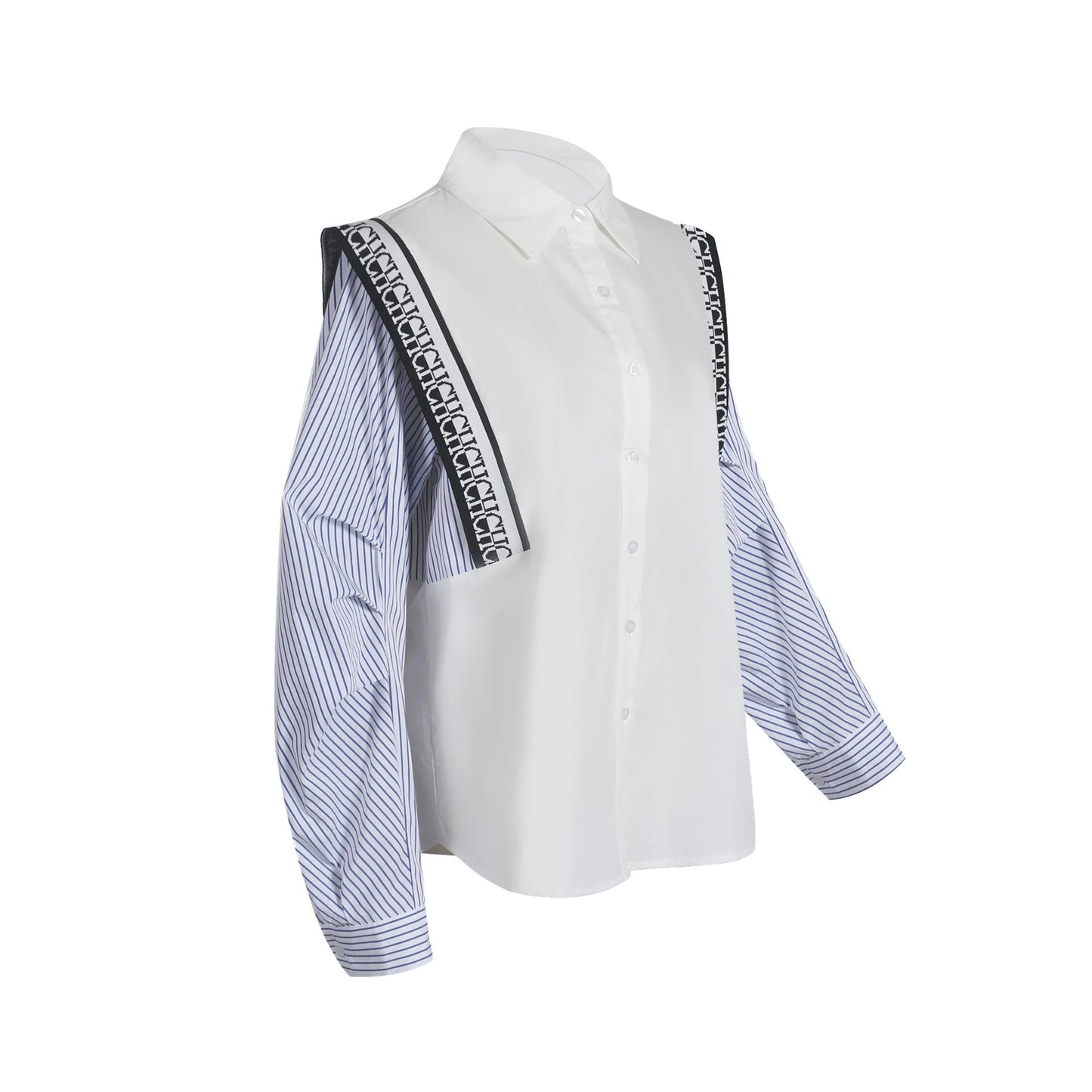 CHCH Striped Patchwork Classic Retro Long Sleeve Shirt for Women - itzy bitsy