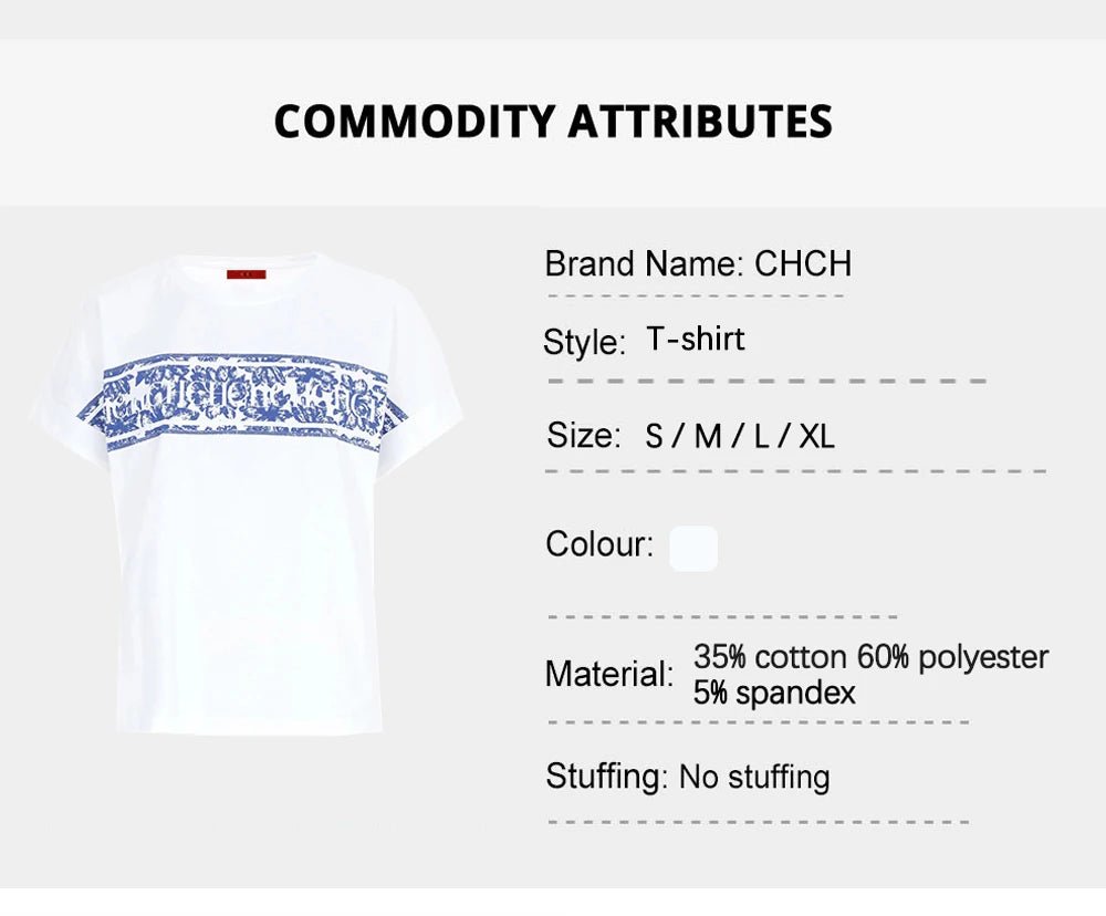 CHCH Summer Luxury Women Printed Pattern T Shirts - itzy bitsy