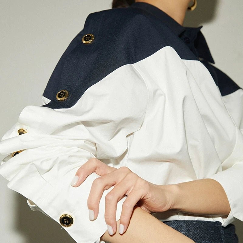 CHCH Women's Contrast Patchwork Temperament Blouse - itzy bitsy