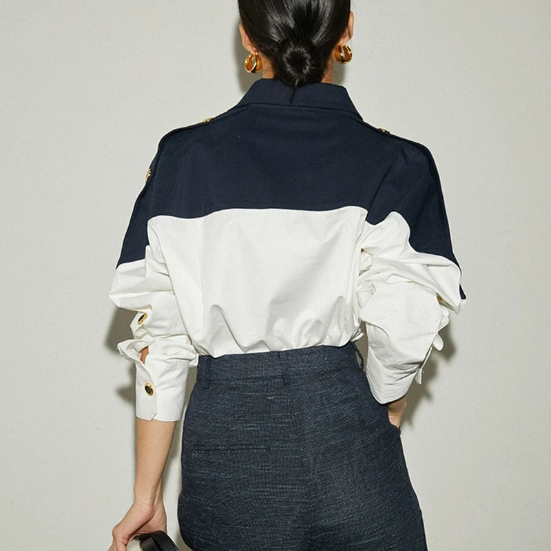 CHCH Women's Contrast Patchwork Temperament Blouse - itzy bitsy