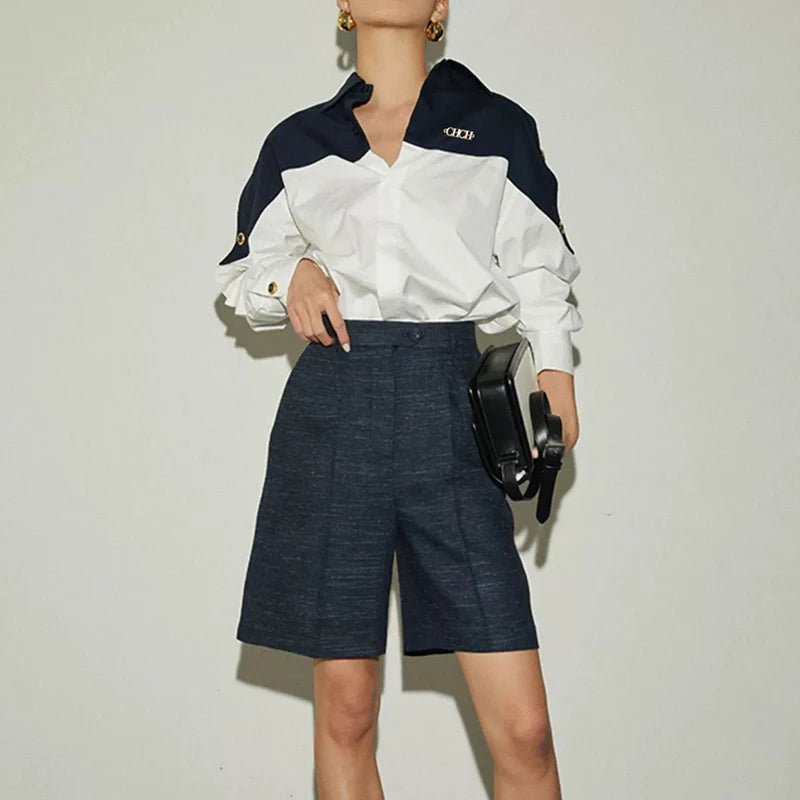 CHCH Women's Contrast Patchwork Temperament Blouse - itzy bitsy