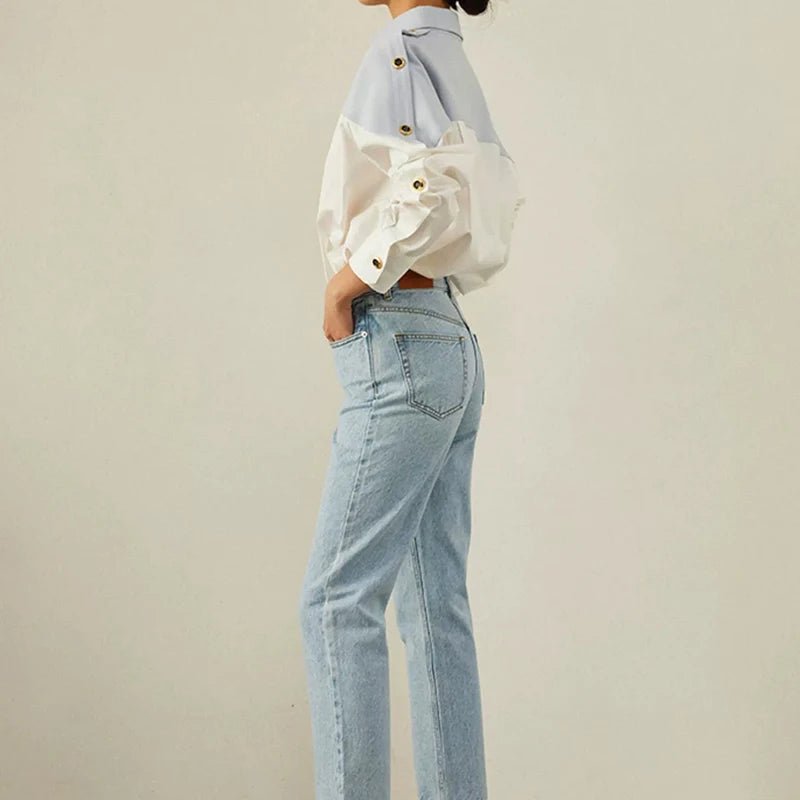 CHCH Women's Contrast Patchwork Temperament Blouse - itzy bitsy