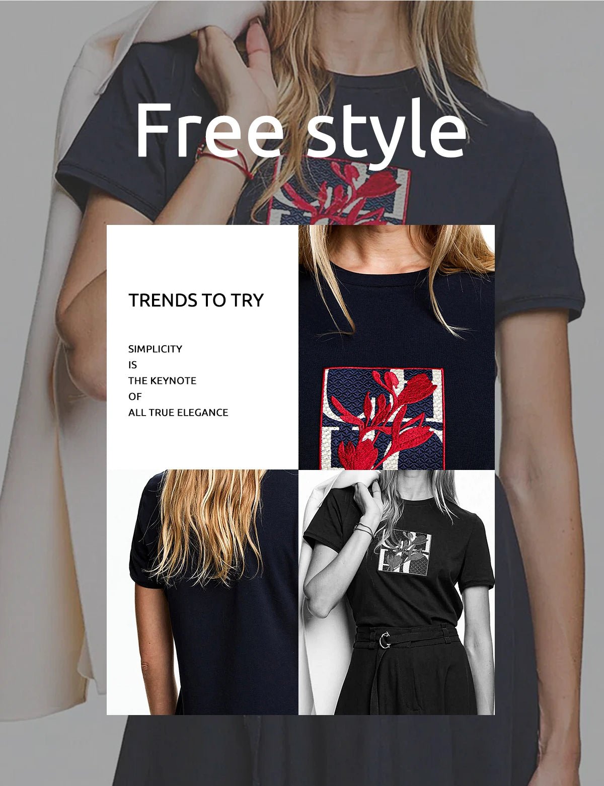 CHCH Women's Short Sleeve Flower Embroidery Design Female Tee - itzy bitsy