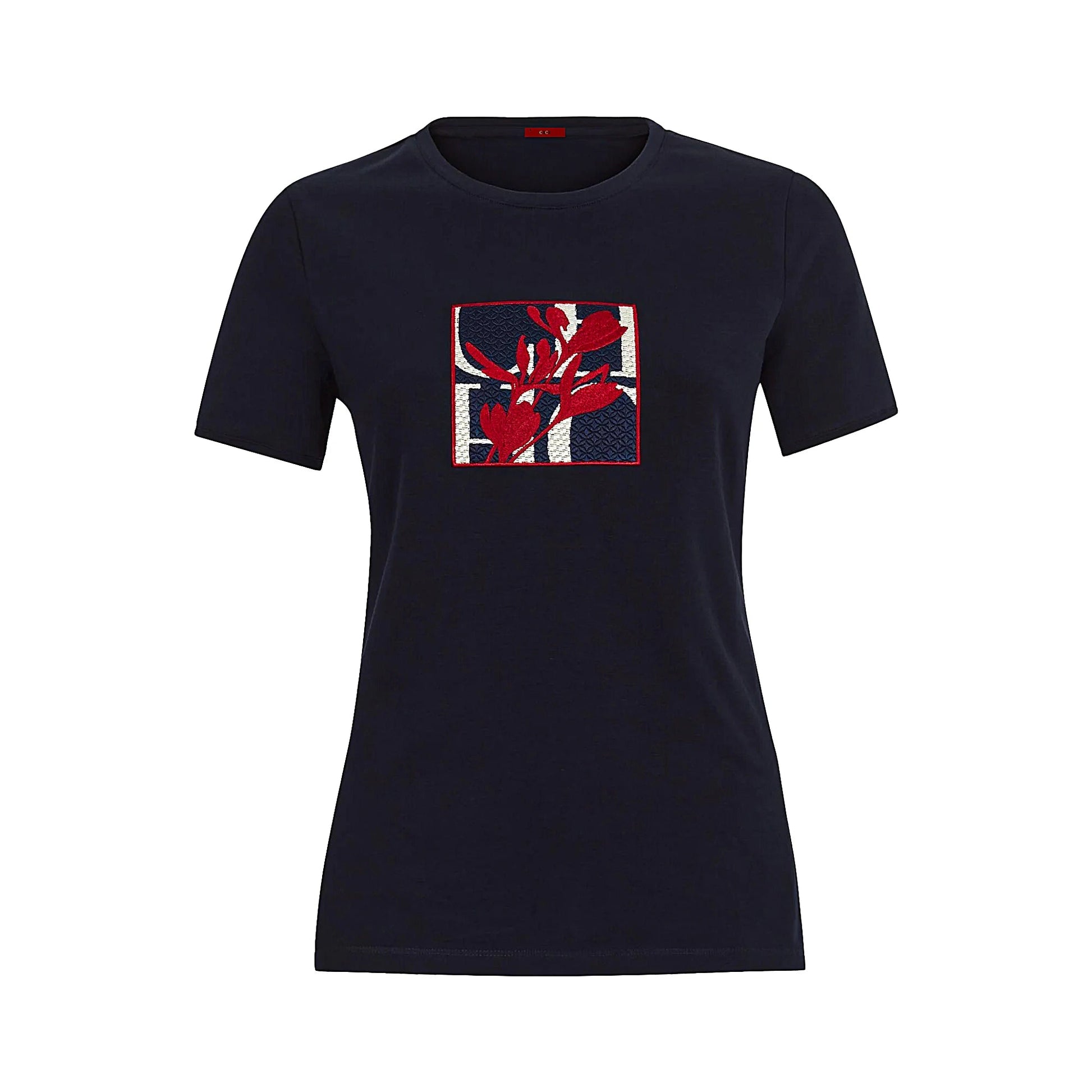 CHCH Women's Short Sleeve Flower Embroidery Design Female Tee - itzy bitsy