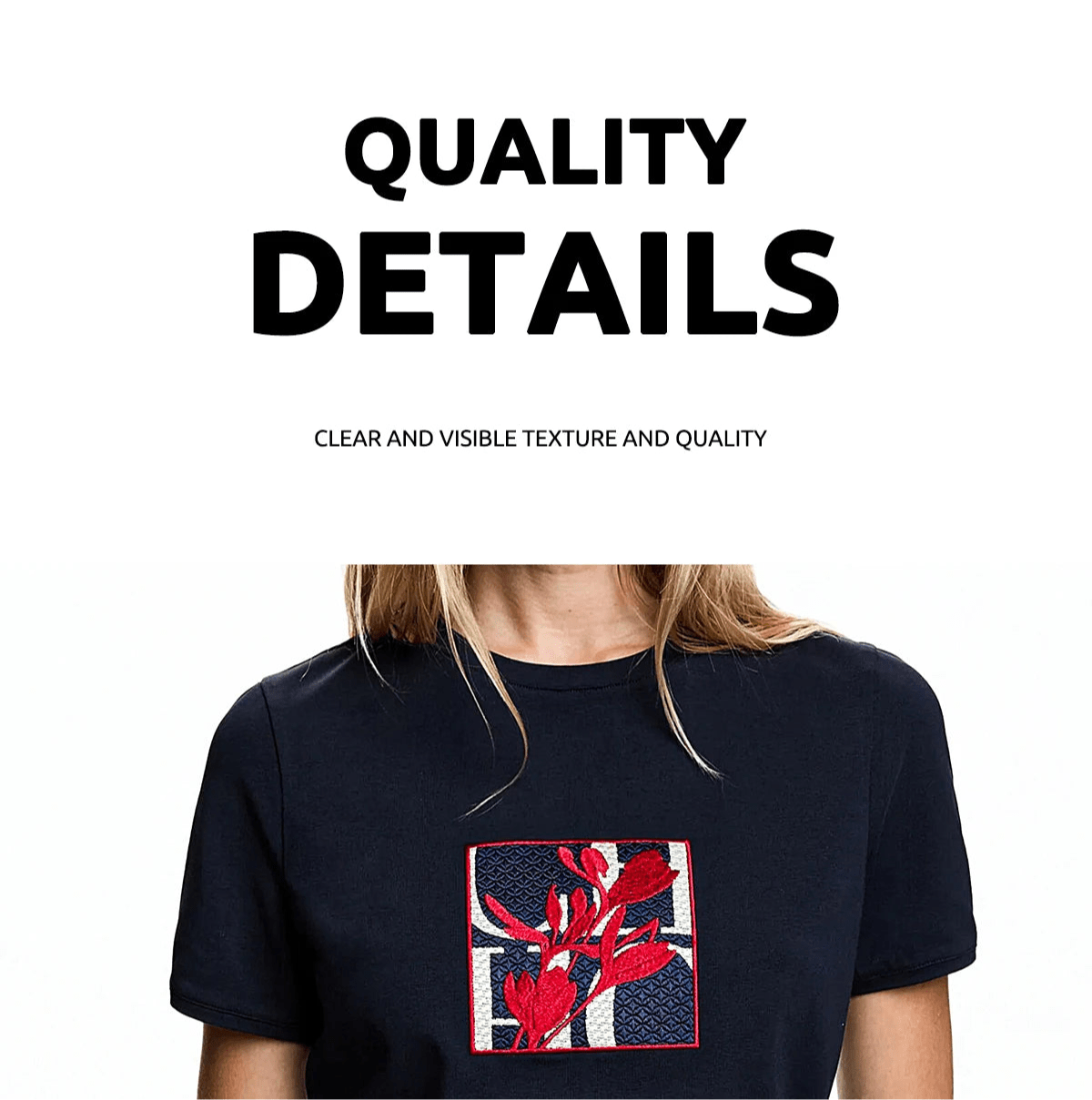 CHCH Women's Short Sleeve Flower Embroidery Design Female Tee - itzy bitsy