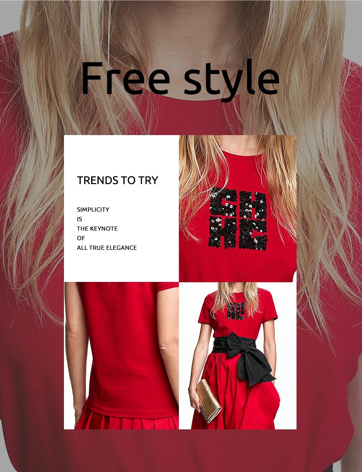 CHCH Women's Short Sleeve Temperament Sequin Design Tee - itzy bitsy