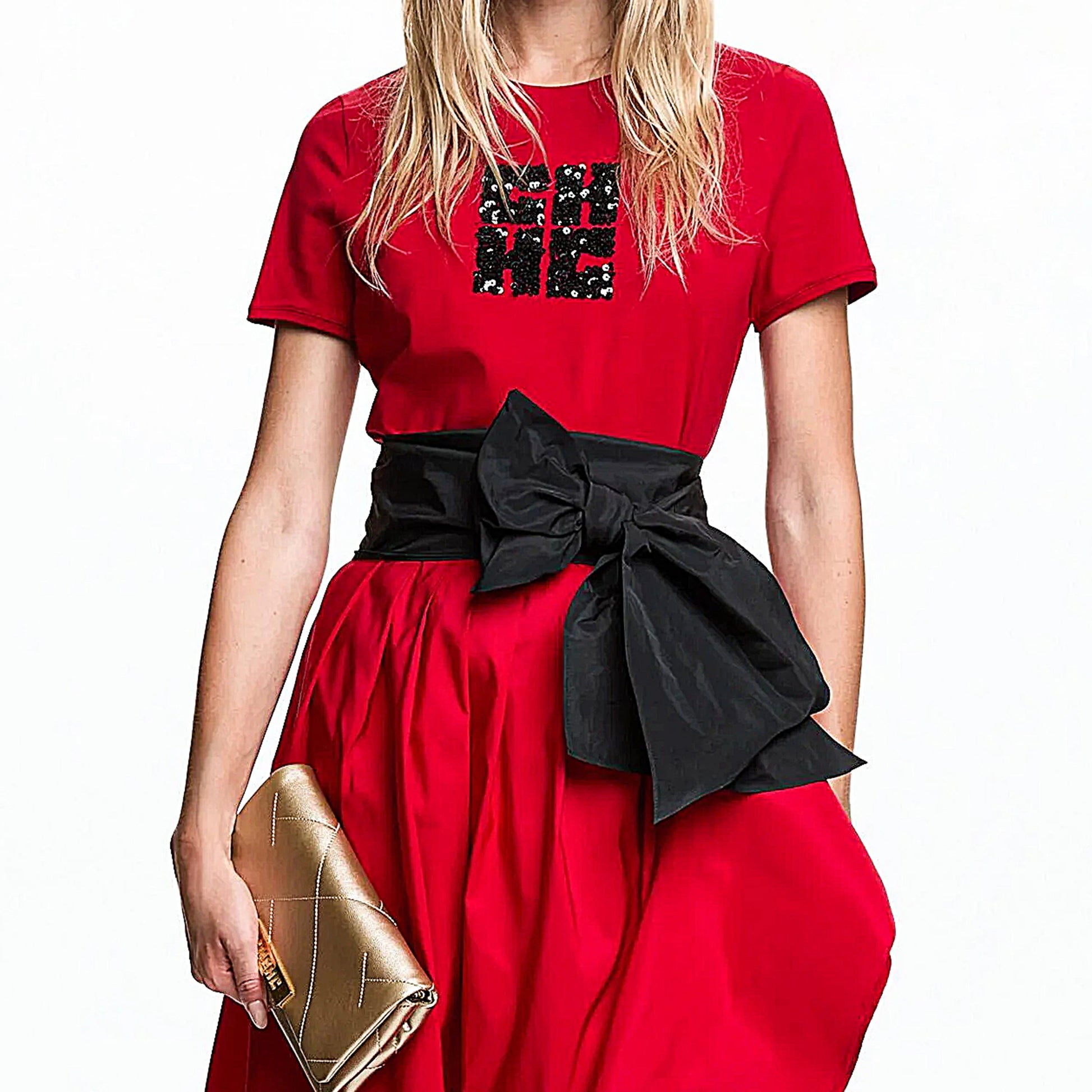 CHCH Women's Short Sleeve Temperament Sequin Design Tee - itzy bitsy