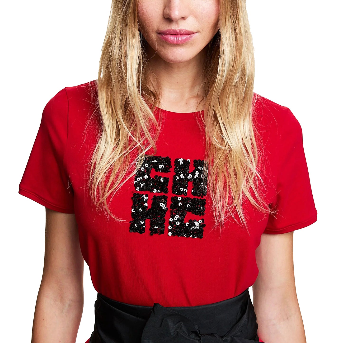 CHCH Women's Short Sleeve Temperament Sequin Design Tee - itzy bitsy