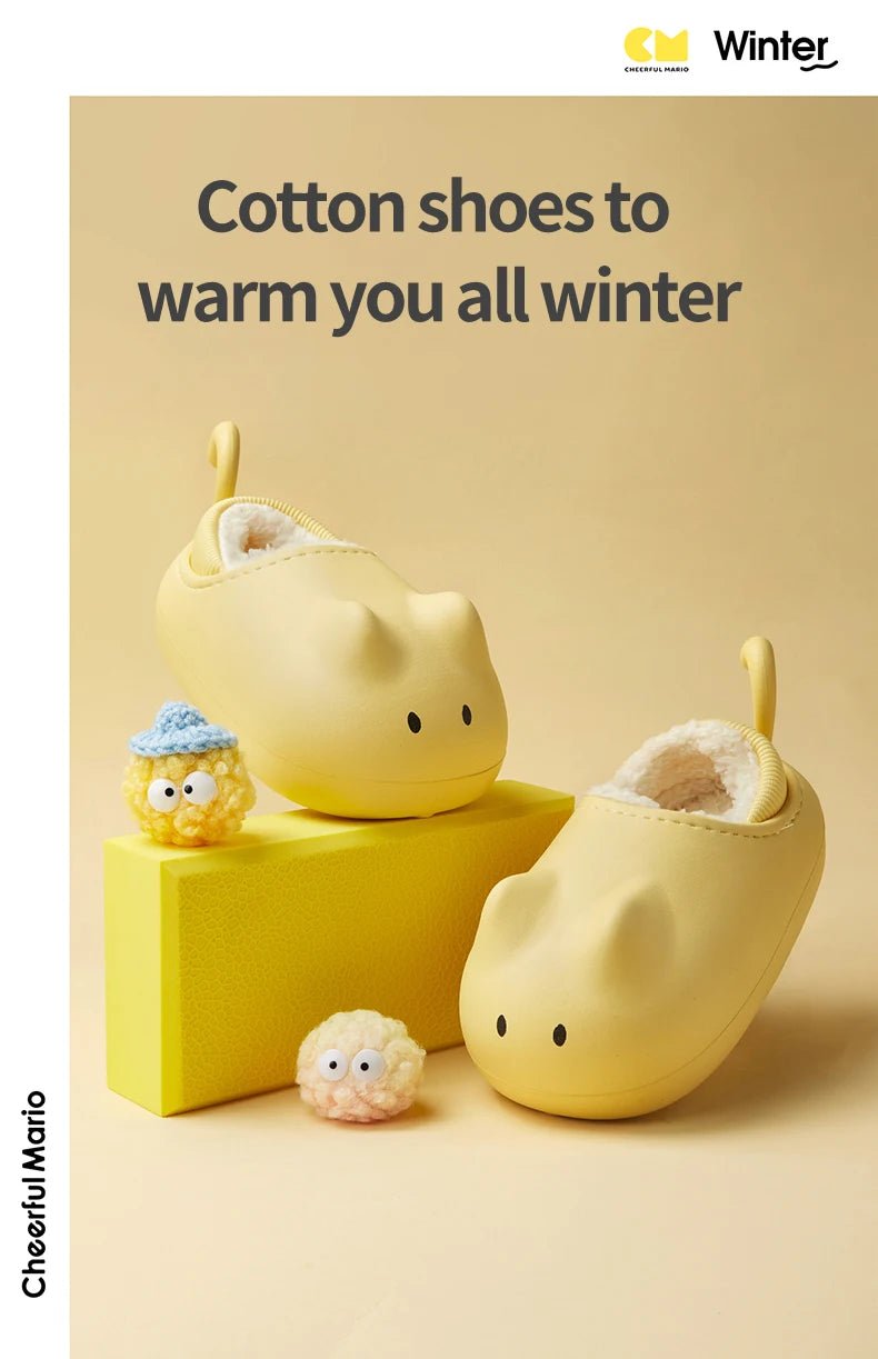 Cheerful Mario New Style Winter Kids Warm Plush Cotton Mouse Shoes - itzy bitsy